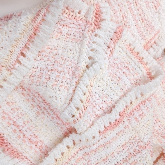 New Blumarine Pink White Yellow Tweed Weave Cardigan Jacket Sz 6 - Picture 6 of 16